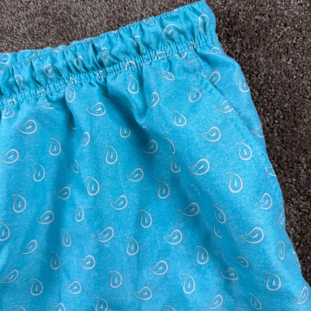 Peter Millar Mens XXL Teal Paisley Swim Trunks Mesh Lined Drawstring Shorts - Picture 2 of 8